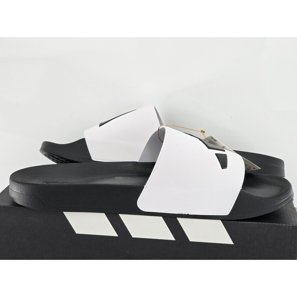 Adidas Adilette Shower Mens Size 18 White Black Slides JR0672 - New - Picture 3 of 14